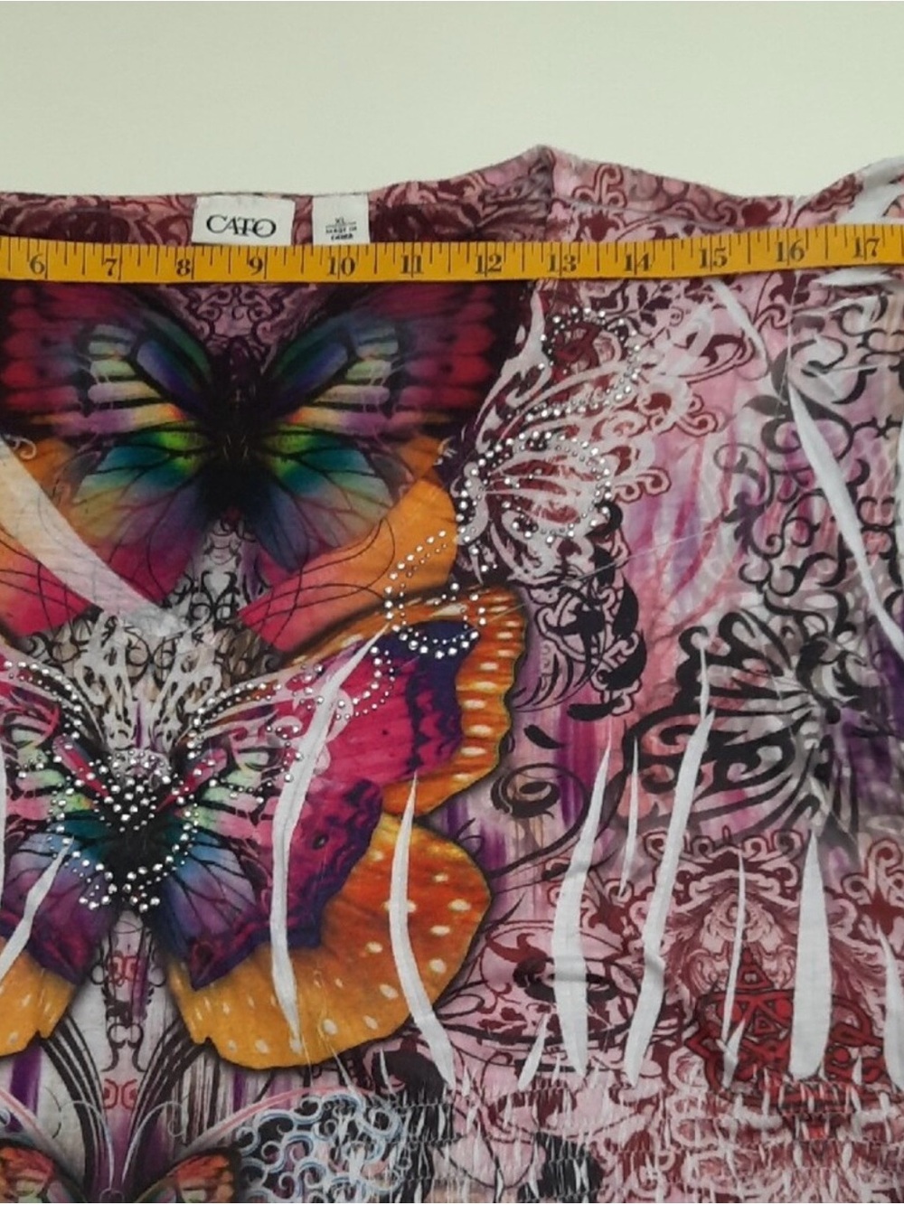 Cato Purple Multicolor Butterfly Short Sleeve Tee - Size XL - Picture 6 of 9